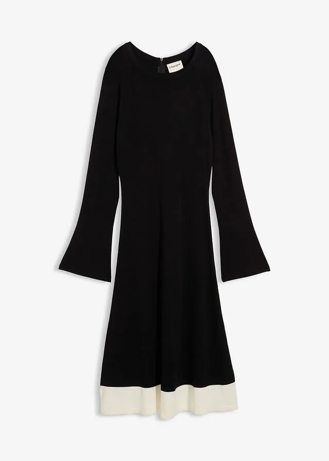 Vestido de punto de mezcla de viscosa con detalles en contraste