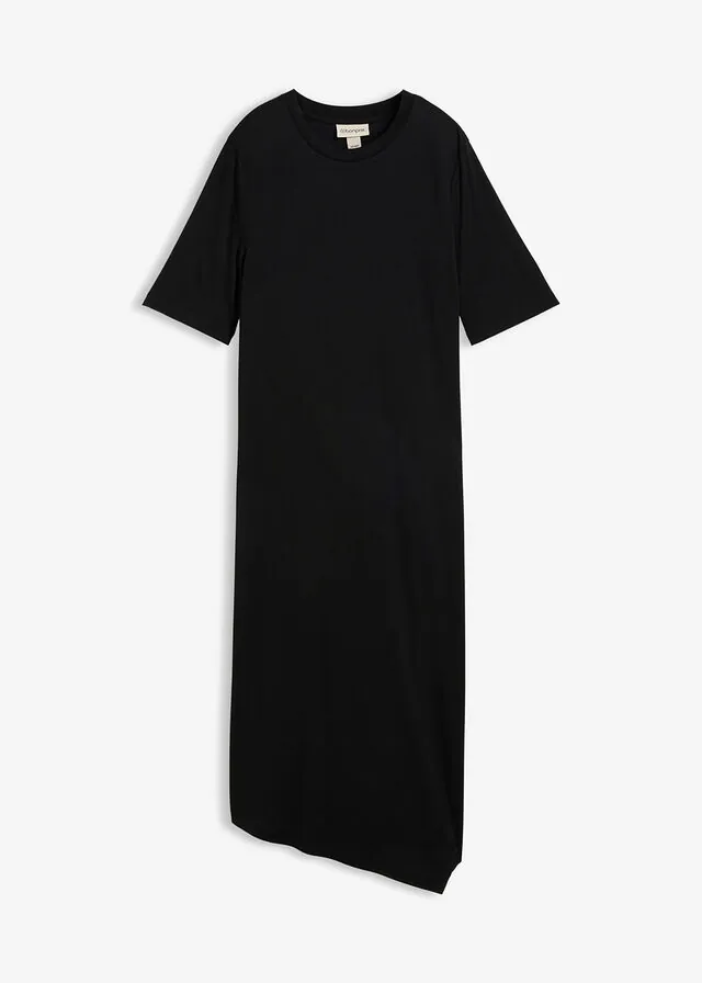 Vestido camisero de mezcla de modal con dobladillo asimétrico