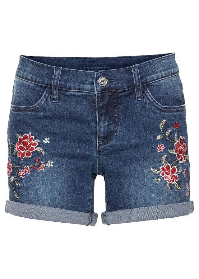 Pantalón corto vaquero con bordado