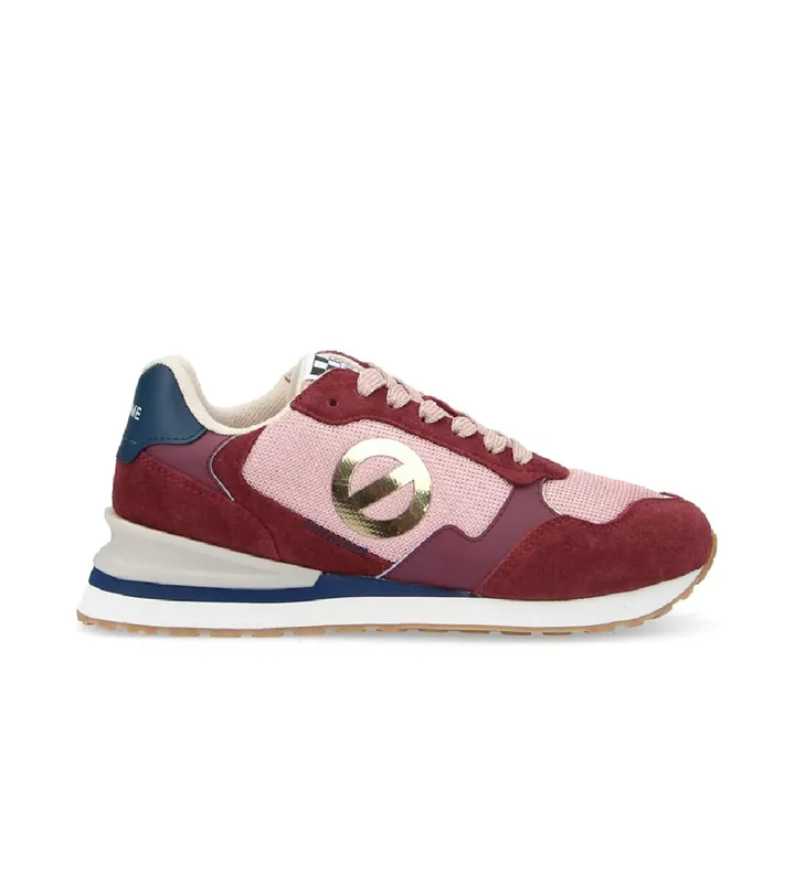 NO NAME para mujer. QNIPSK0 Zapatillas de piel y lona Tova Runner con suela ligera granate (37), Plano, Cordones, Casual