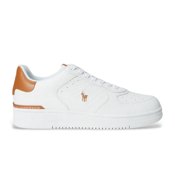 Polo Ralph Lauren para hombre. 809923071002 Zapatillas de piel Masters Court blanco (40), Plano, Cordones, Casual