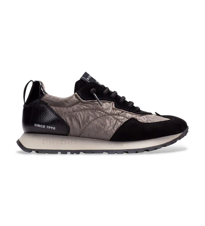 Hispanitas para mujer. HI254209 Zapatillas de Piel Kansas negro (36), Plano, 1 a 3cm, Cordones, Casual