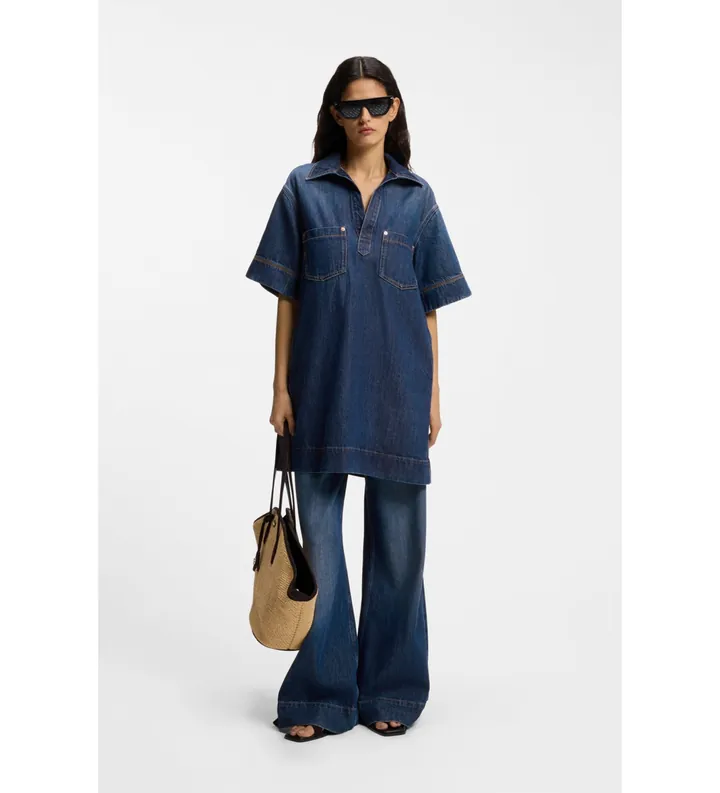 BOSS para mujer. 50558674 Vestdio Polo azul (M), Casual, Algodón, Manga corta
