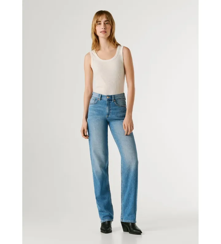 Pepe Jeans para mujer. PL20506763A1 Jeans Straight Robyn azul (24/32), Casual, Algodón, Denim