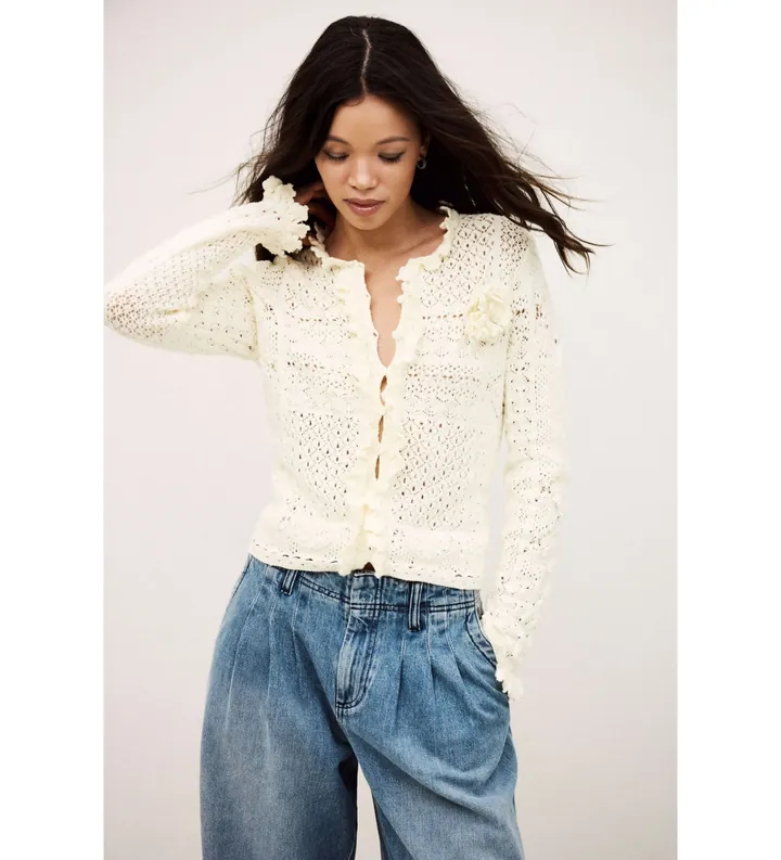 BA&SH para mujer. 1E26SORI Cardigan Soria beige (34), Casual, Algodón