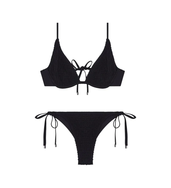 Emporio Armani para mujer. EW003284_AF23750 Bikini Smoking Stitch negro (L), Beachwear, Poliamida