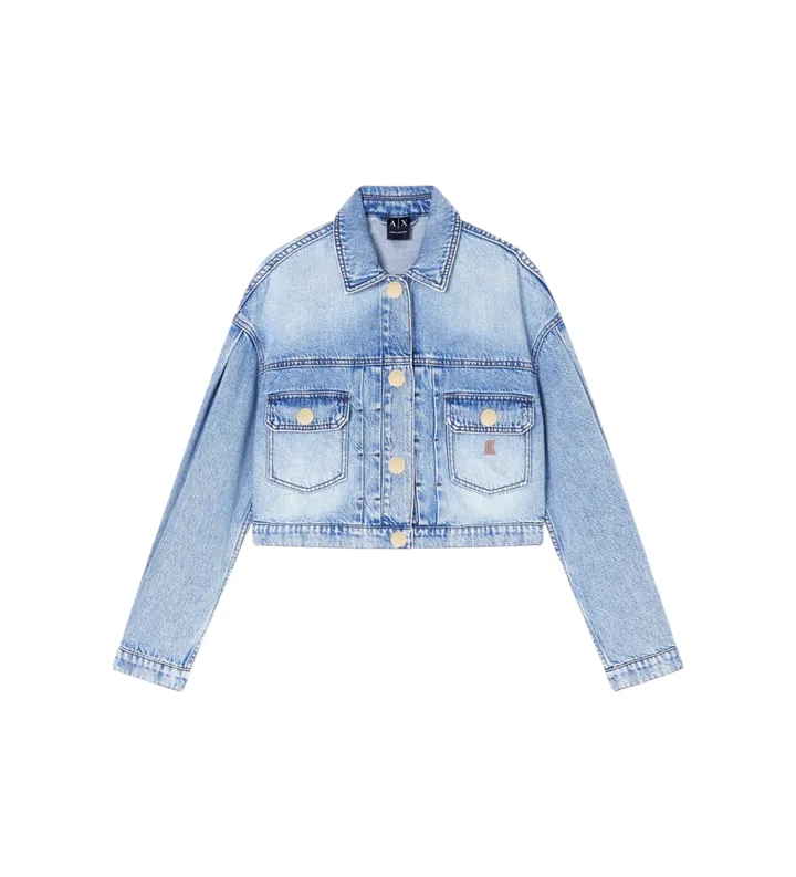A|X Armani Exchange para mujer. XW002260AF21338MB001 Chaqueta Denim azul (L), Casual, Algodón