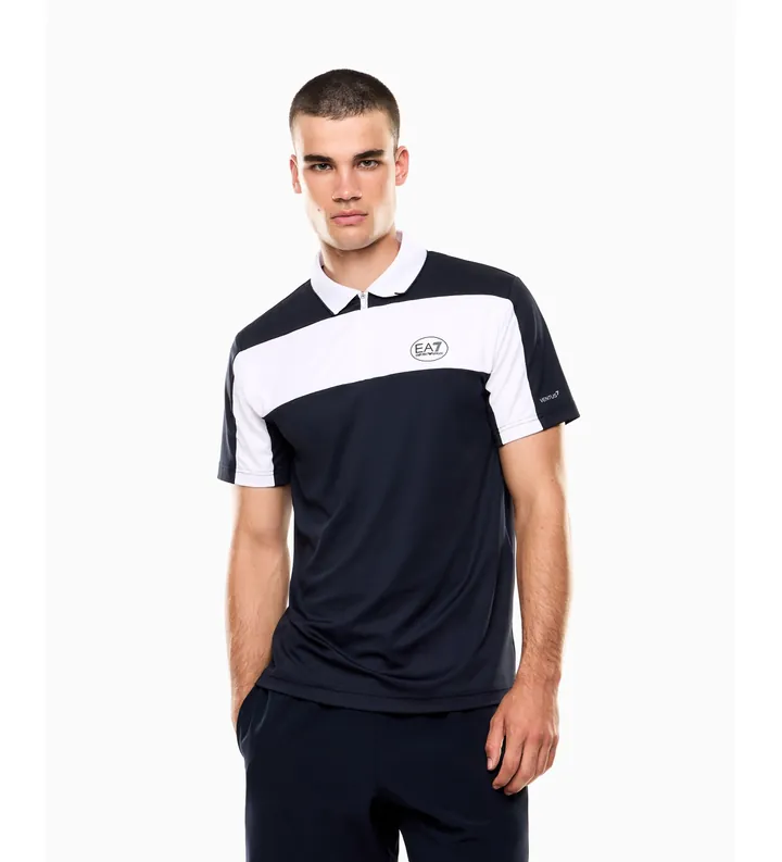 EA7 para hombre. 7M001528_AF22175 Polo Tennis Pro azul (3XL), Deportivo, Poliéster, Manga corta