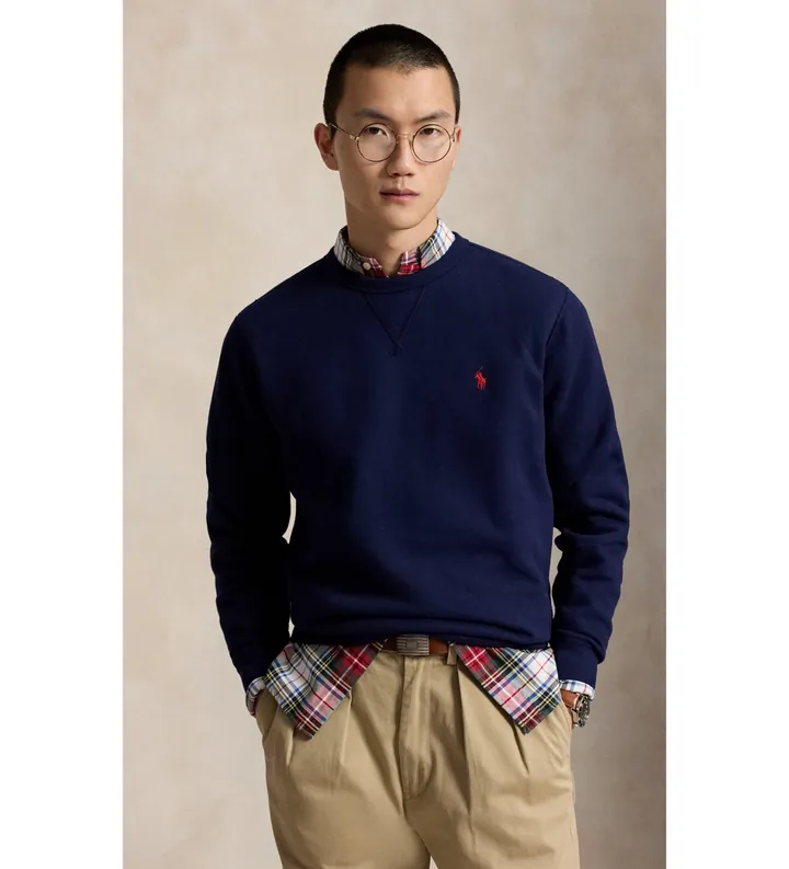 Polo Ralph Lauren para hombre. 710766772003 Sudadera de felpa RL marino (L), Casual, Algodón