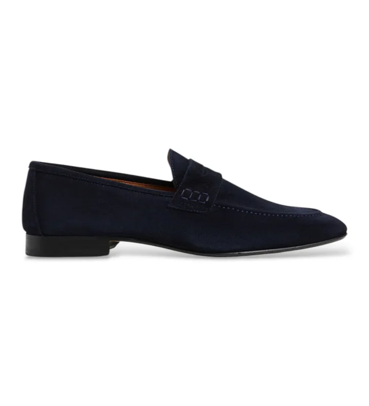Hackett London para hombre. HMS200152 Mocasines de ante Regal Saddle marino (40), Plano, Serraje, Ninguno, Clásico