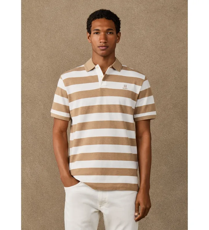 Hackett London para hombre. HM5600186 Polo H Str beige (L), Casual, Algodón, Manga corta
