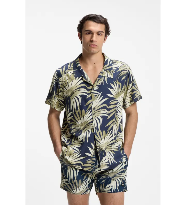 BOSS para hombre. 50535793 Camisa Beach beige (L), Casual, Viscosa, Manga corta