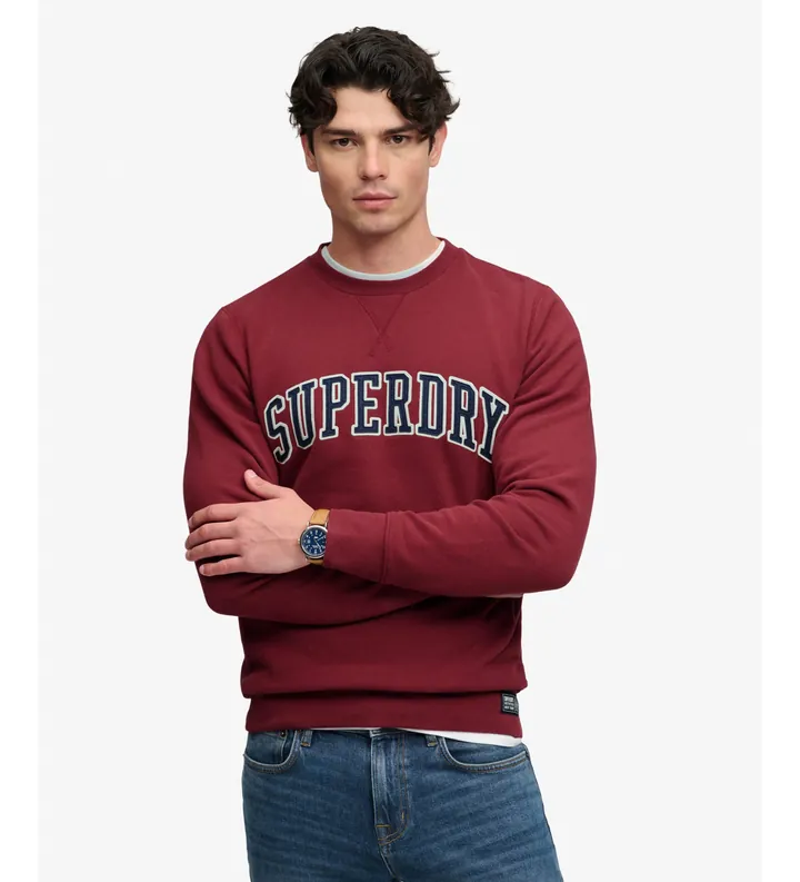 Superdry para hombre. M2014590A Sudadera Athletic Applique Relaxed rojo (L), Casual, Granate, Algodón