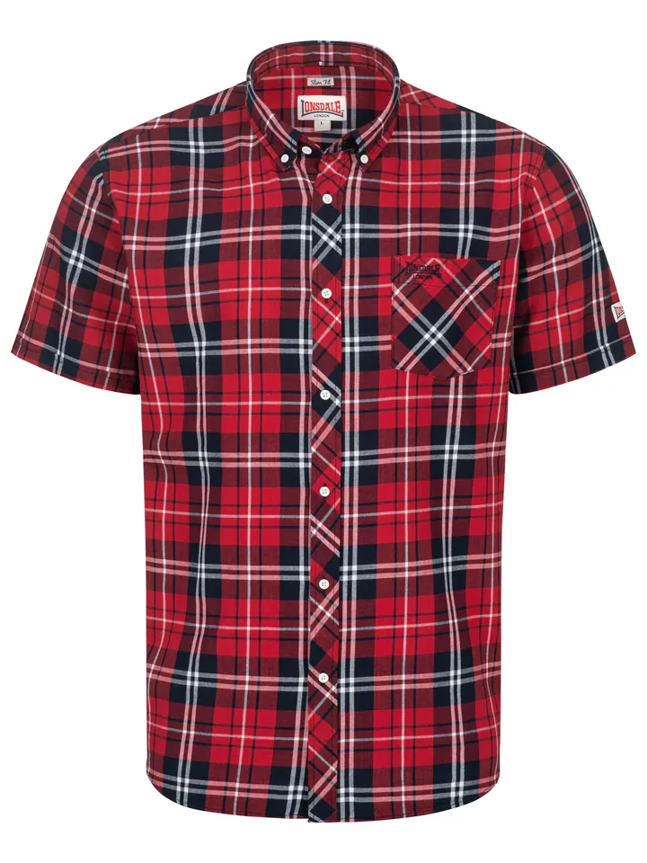 LONSDALE Camisa 'Brixworth' navy / rojo / blanco