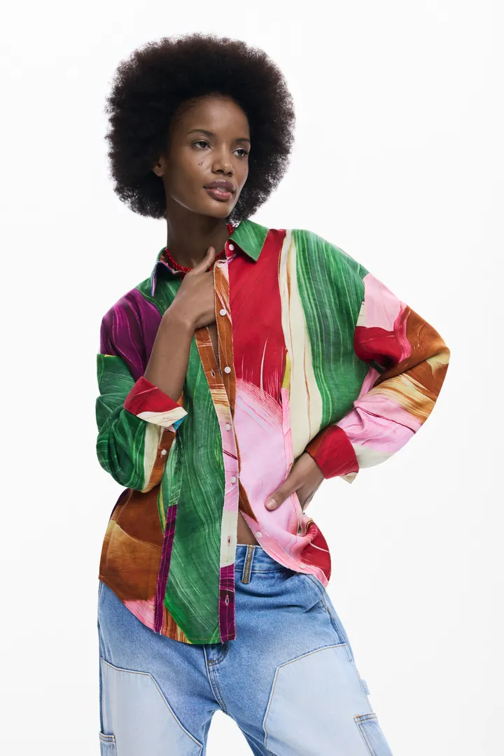 Desigual, Camisa estampada, Mujer, Lyocell, L