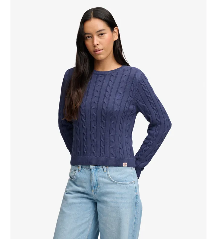 Superdry para mujer. W6110801A Jersey Essentials Cable marino (L), Casual, Algodón