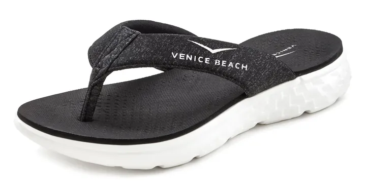 VENICE BEACH Sandalias de dedo negro moteado / offwhite