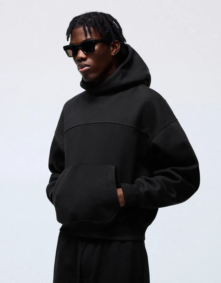 Bershka Sudadera Capucha Hombre L Negro