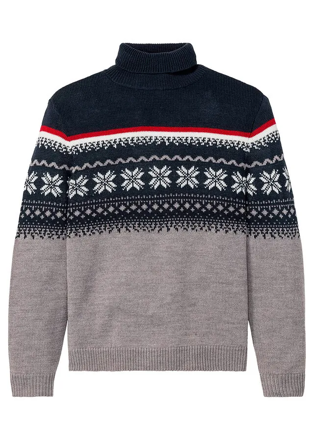 Jersey con cuello alto y patrón nórdico