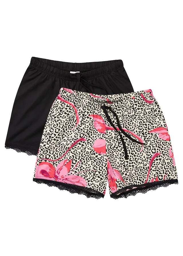 Pantalón corto (2 unidades) con encaje delicado