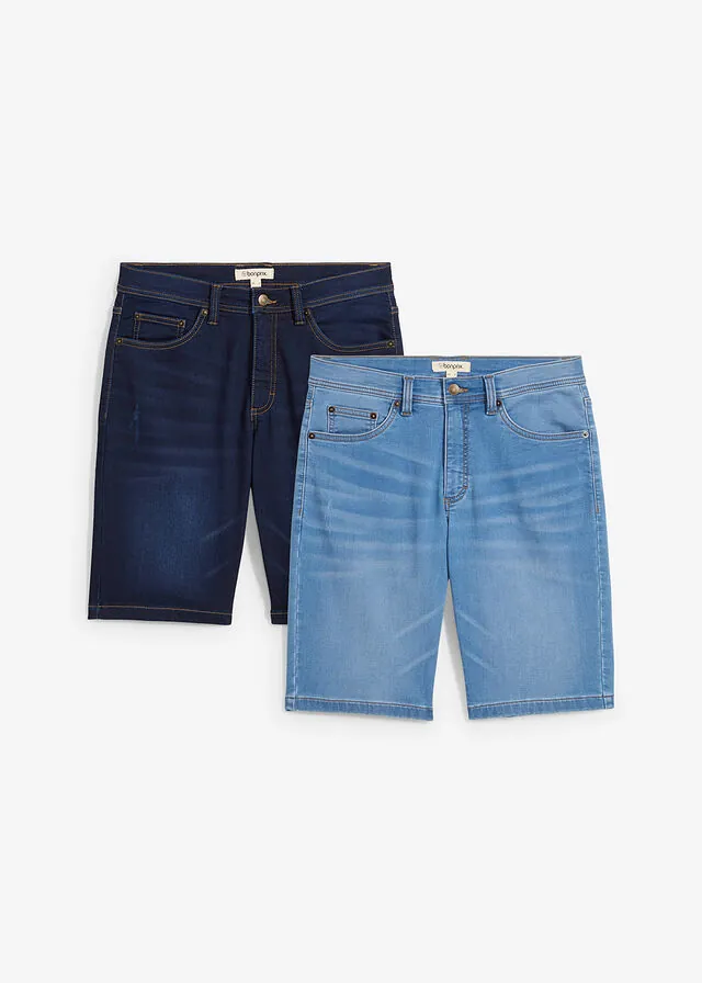 Bermudas vaqueras tipo chándal con corte slim (2 unidades)
