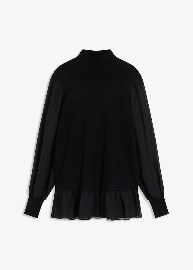 Jersey de punto fino con inserto de blusa