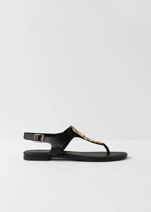 Sandalias de dedo con detalles metalizados