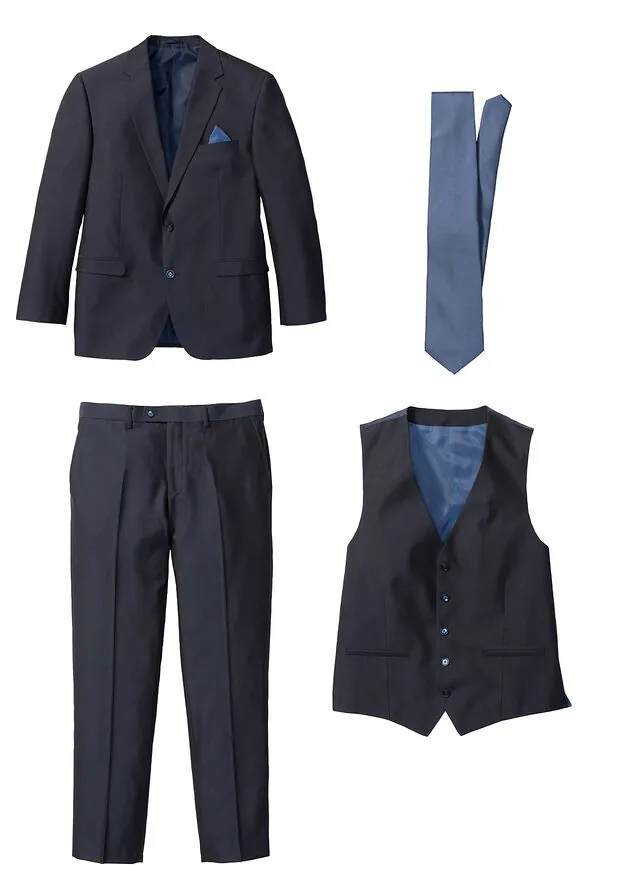 Traje con chaleco y corbata (4 piezas)