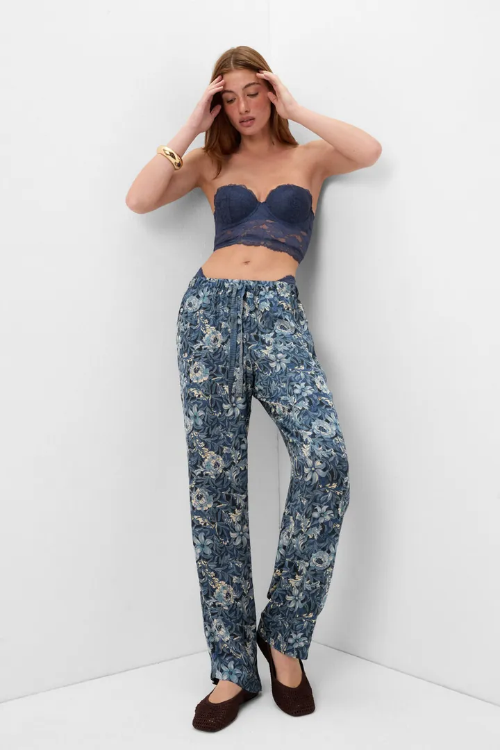 Intimissimi Pantalones de Raso de Viscosa Estampado Fanciful Flowers Mujer Impreso Tamaño L