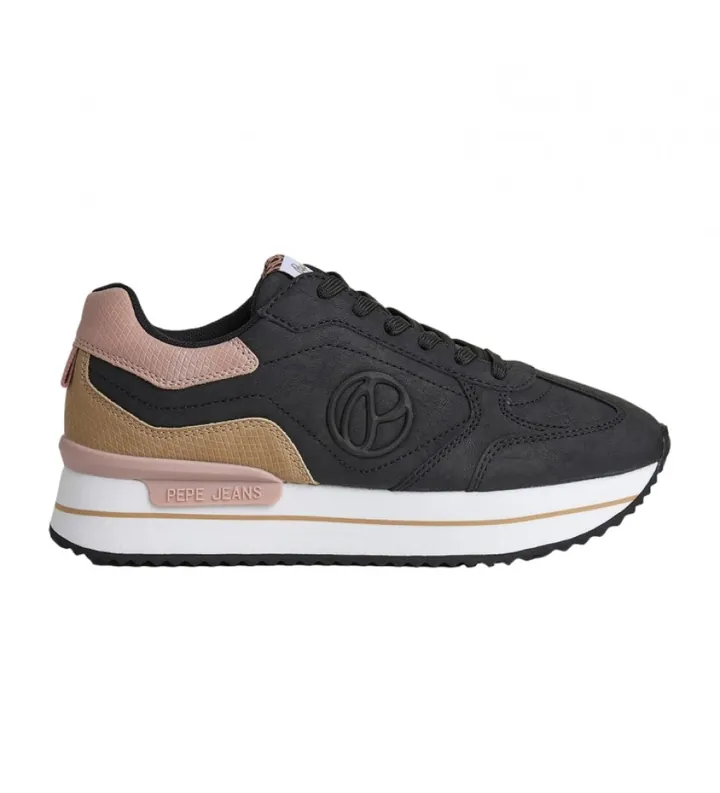 Pepe Jeans para mujer. PLS31514 Zapatillas Rusper Minimal negro (40), 3 a 5cm, Cordones, Casual