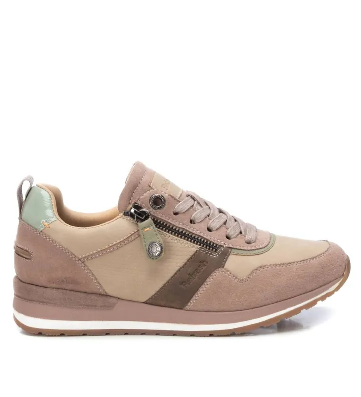 Refresh para mujer. 17205906-BEIGE Zapatillas 172059 beige (37), Plano, 1 a 3cm, Cremallera, Casual