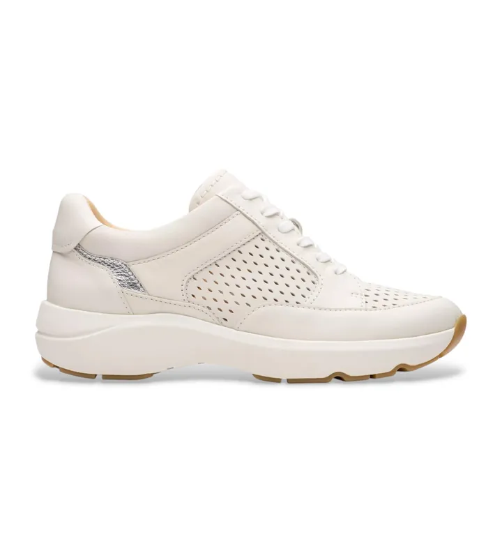 Clarks para mujer. 26181361 Zapatillas de Piel Tivoli Walk blanco roto (36), 3 a 5cm, Cordones, Casual