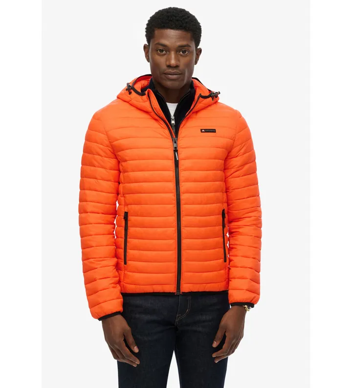 Superdry para hombre. M5012286A Chaqueta Hooded Fuji Lite naranja (L), Casual, Poliéster