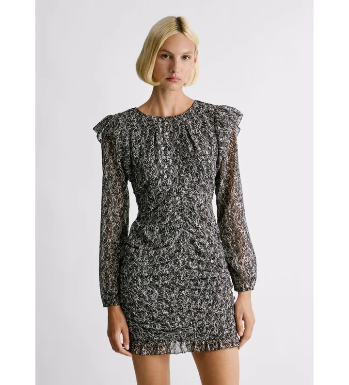 Pepe Jeans para mujer. PL9537736 Vestido Levetta negro (S), Casual, Poliéster, Manga larga