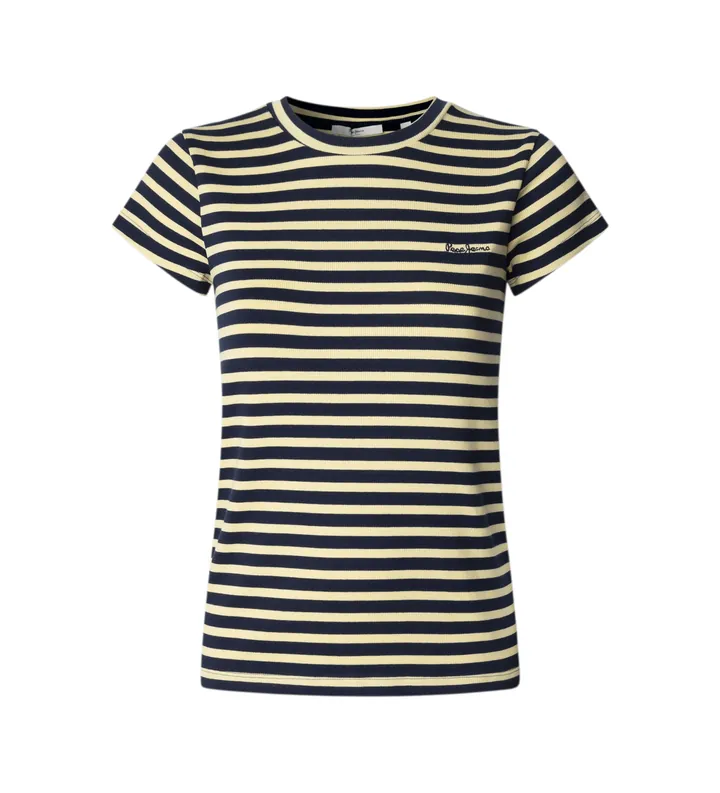 Pepe Jeans para mujer. PL5000141 Camiseta Merida Striped marino (M), Casual, Algodón, Manga corta