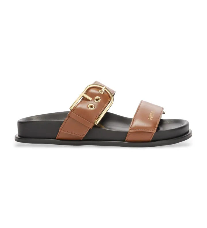Furla para mujer. YL56SOE-BX4513 Sandalias de piel Solea marrón (36), Plano, Ninguno, Casual