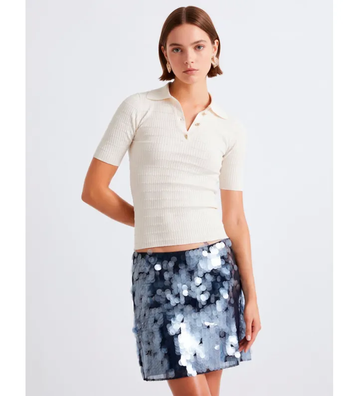 Marella para mujer. 2613361101200 Polo Mlllegno blanco roto (L), Casual, Viscosa