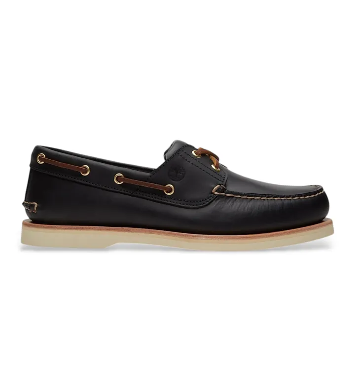 Timberland para hombre. TB0A2NUPEP81 Náutico Crafted para hombre en negro (41 W), Piel, Plano, Cordones, Casual
