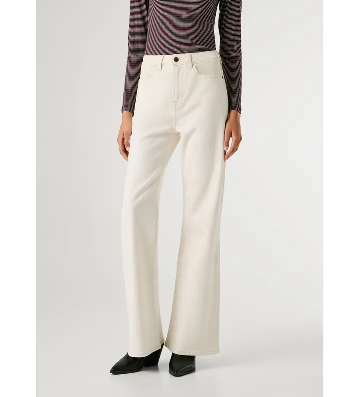 Pepe Jeans para mujer. PL20508051CB Pantalón Flare Willa beige (24/30), Casual, Algodón