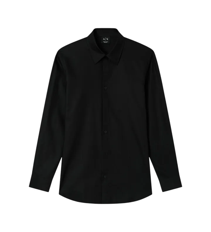 A|X Armani Exchange para hombre. XM002263AF13131FC305 Camisa Logo Jaquard negro (L), Casual, Algodón, Clásico, Manga larga