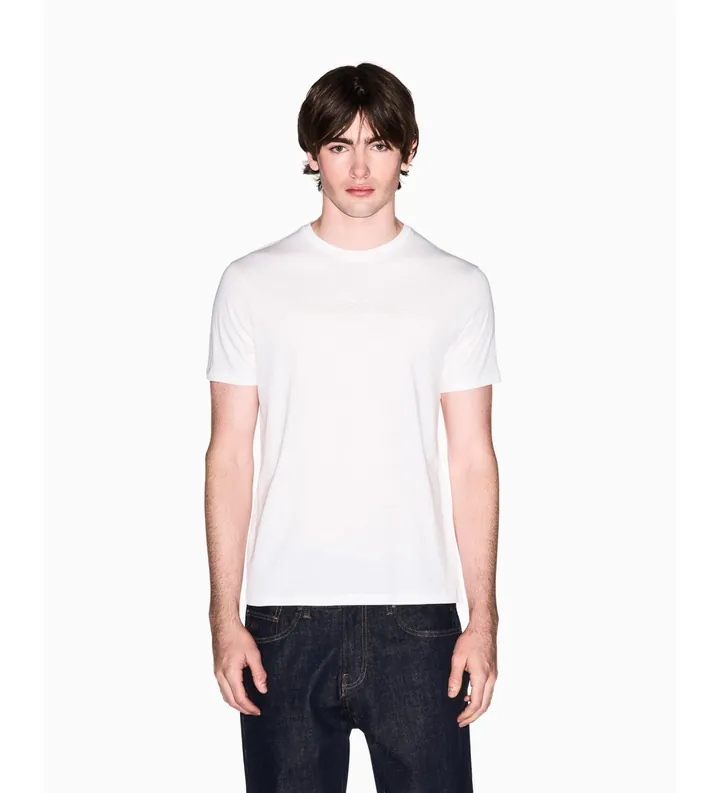 A|X Armani Exchange para hombre. XM002467AF10356U0009 Camiseta Slim-fit Off blanco (L), Casual, Algodón, Manga corta
