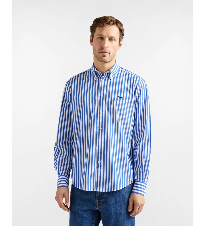 Harmont & Blaine para hombre. CRQ001013683B Camisa a rayas Sorbetto azul (L), Casual, Algodón, Manga larga