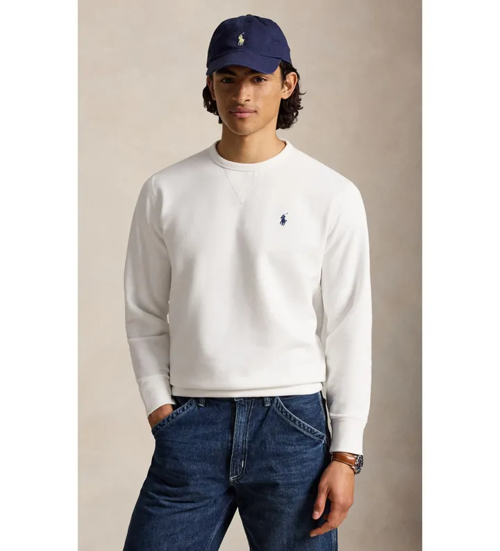 Polo Ralph Lauren para hombre. 710766772009 Sudadera de felpa RL blanco (L), Casual, Algodón