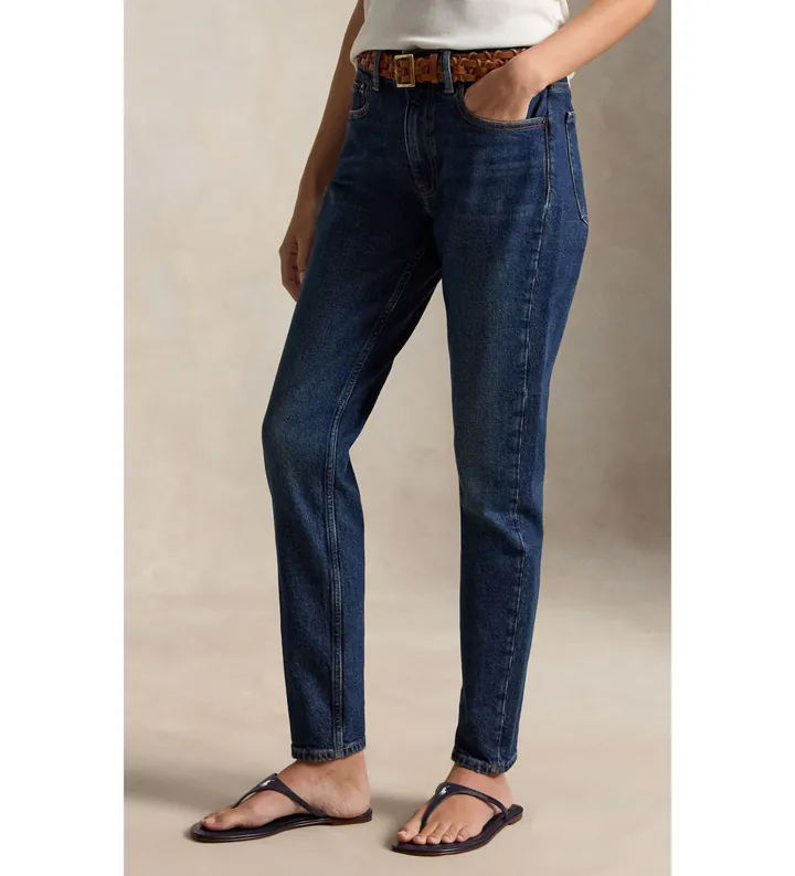 Polo Ralph Lauren para mujer. 211971208001 Jeans Super Slim Fit de tiro medio azul (24/30), Casual, Algodón, Denim