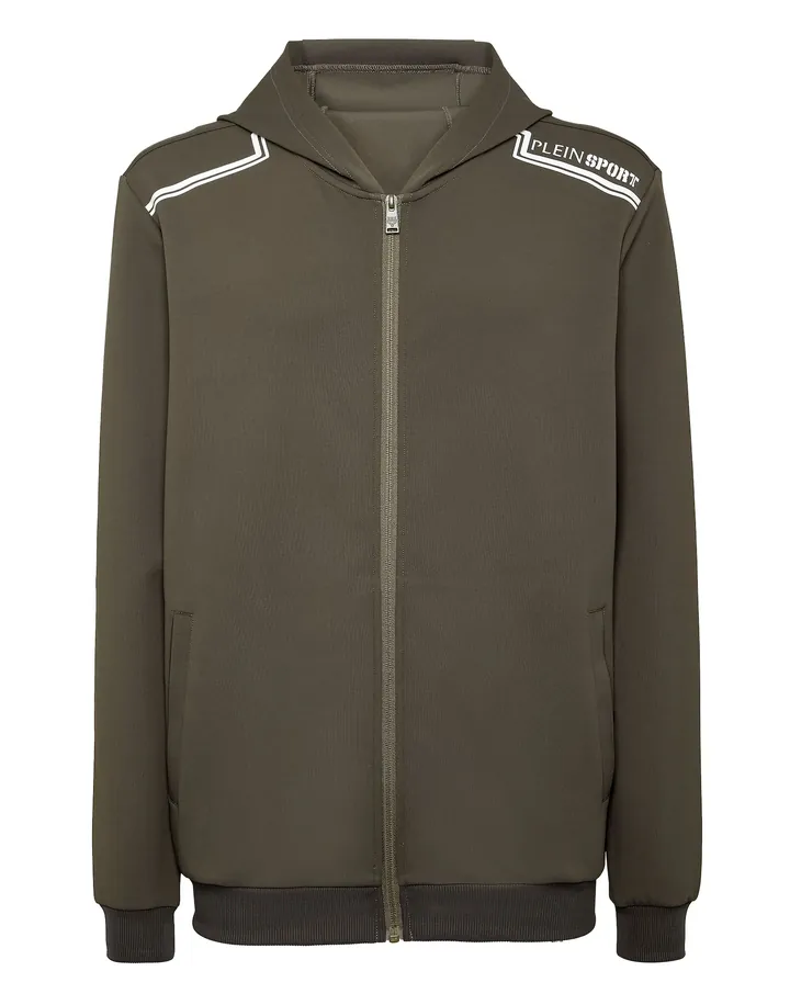 Plein Sport Sudadera con cremallera oliva / blanco