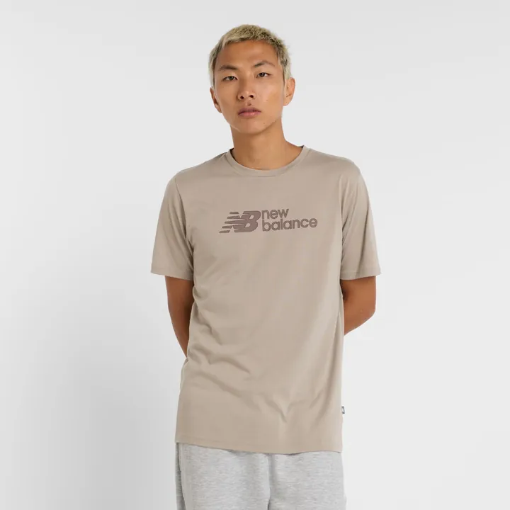 new balance Camiseta 'Heathertech Linear'  piedra / gris oscuro
