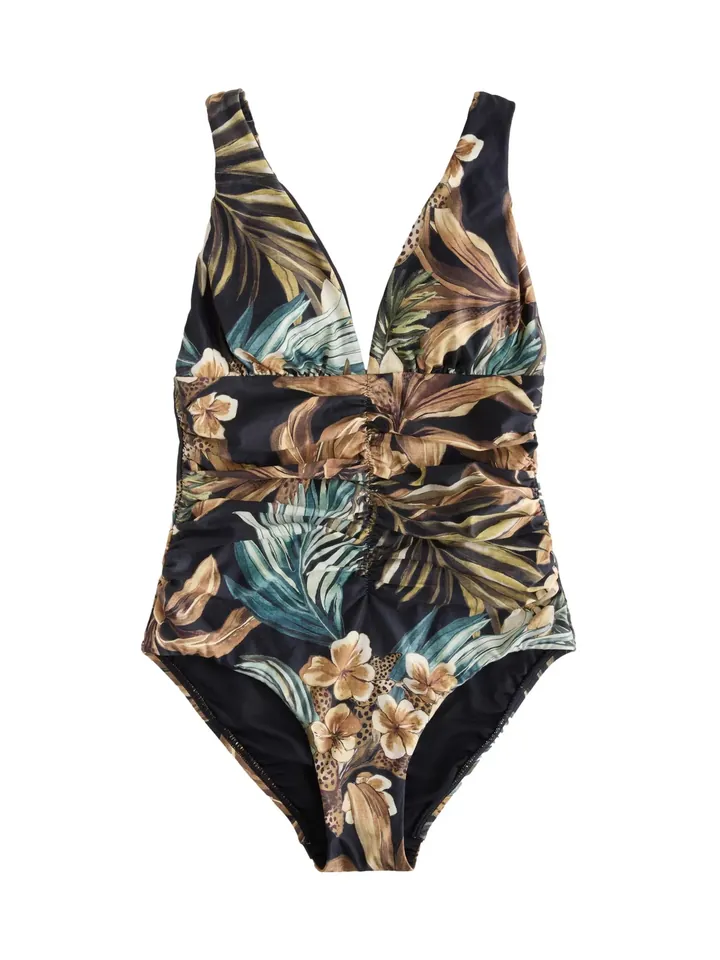 Next Traje de baño azul oscuro / umbra / moca / negro