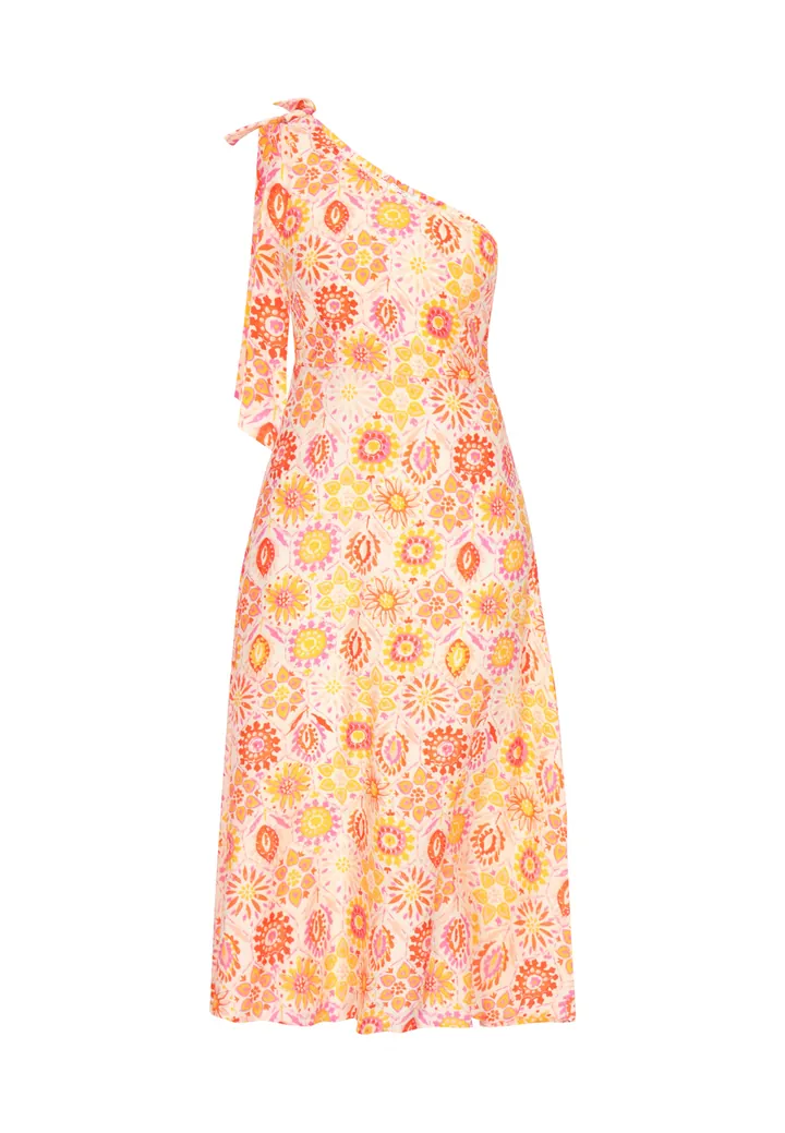 IZIA Vestido de verano 'Festival' ecru / amarillo / naranja / mandarina