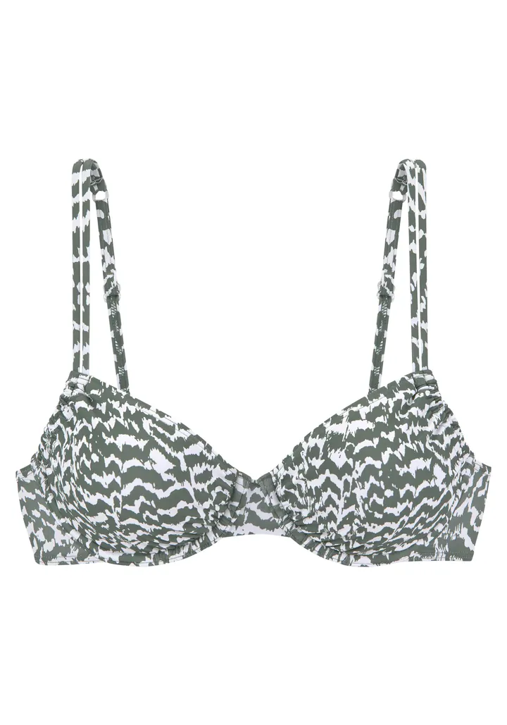 LASCANA Top de bikini oliva / blanco
