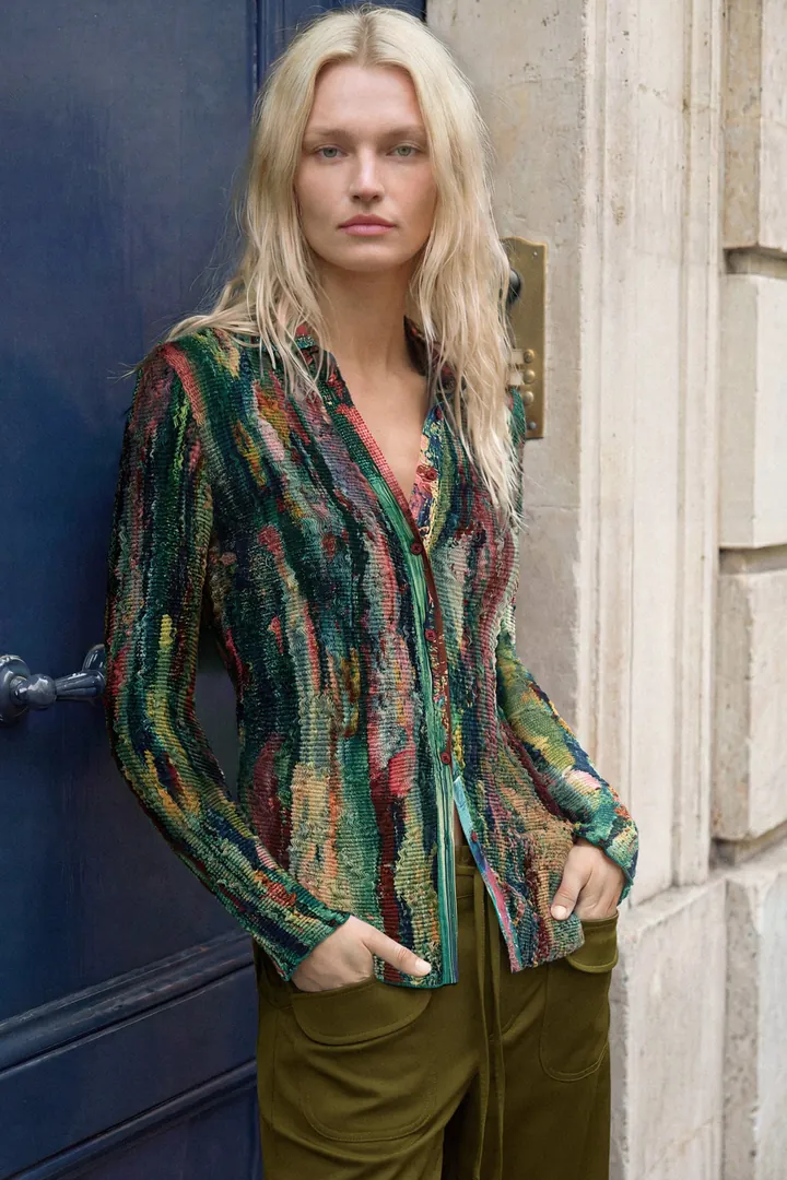 Desigual, Camisa estampado multicolor, Mujer, Poliester, L